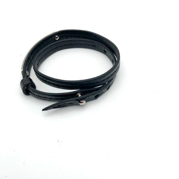 DIOR Bracelet Black Double Wrap Leather Choker NEW BOX - Picture 5 of 5